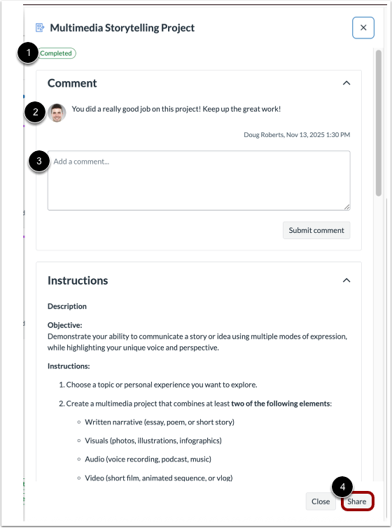 View Feedback and Share Your Work