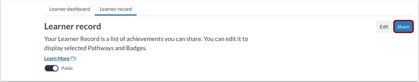 Share Learner Record URL