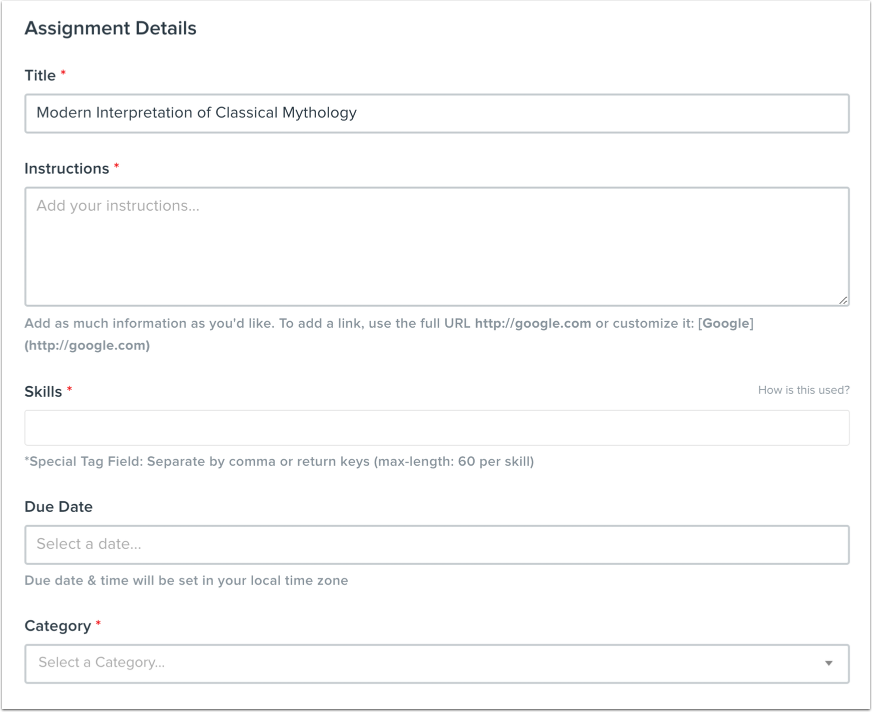 Add Assignment Details