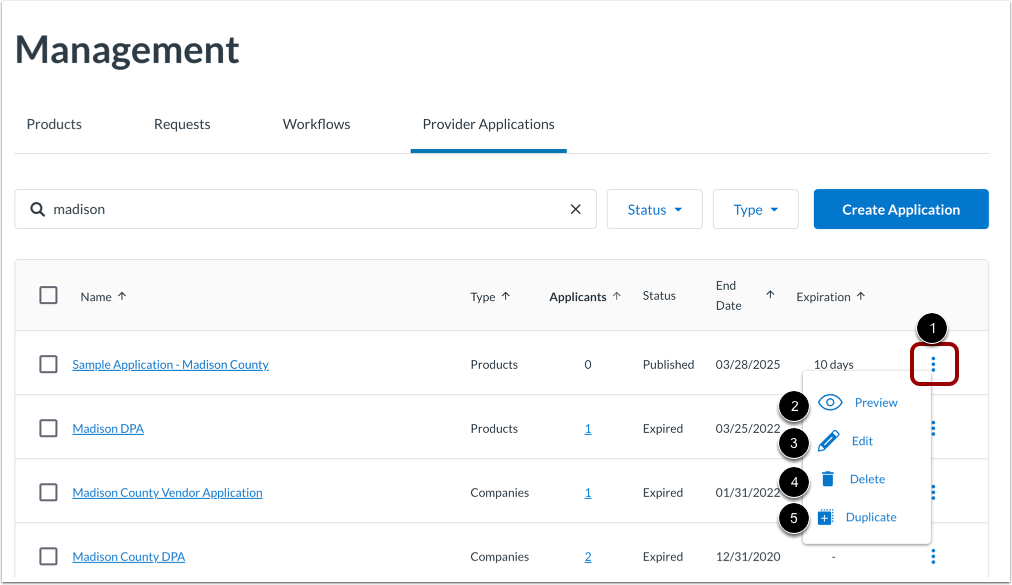 Open Create Application