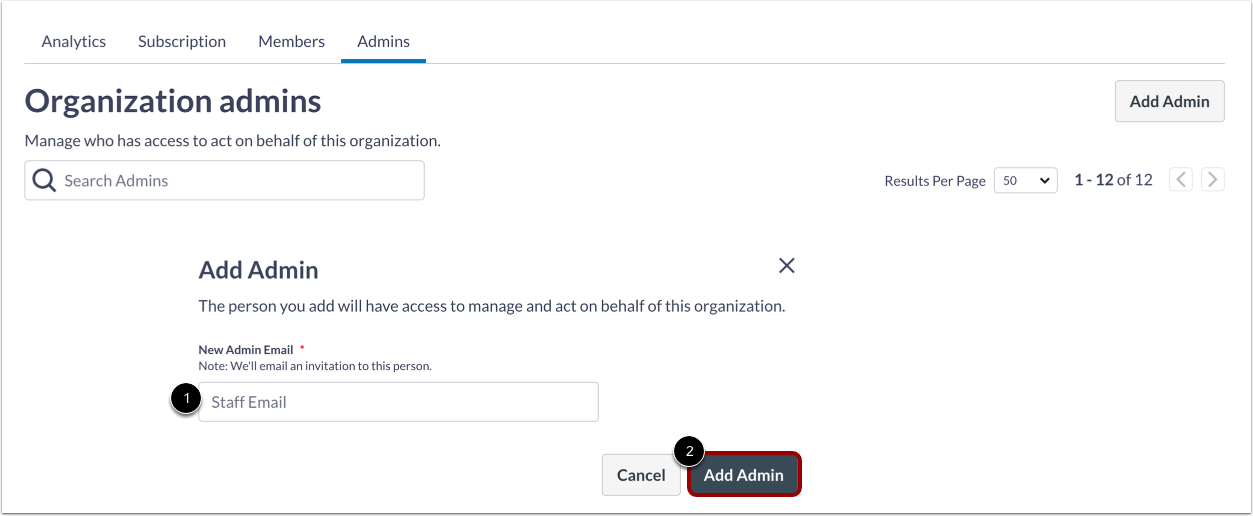 Add Organization Admins