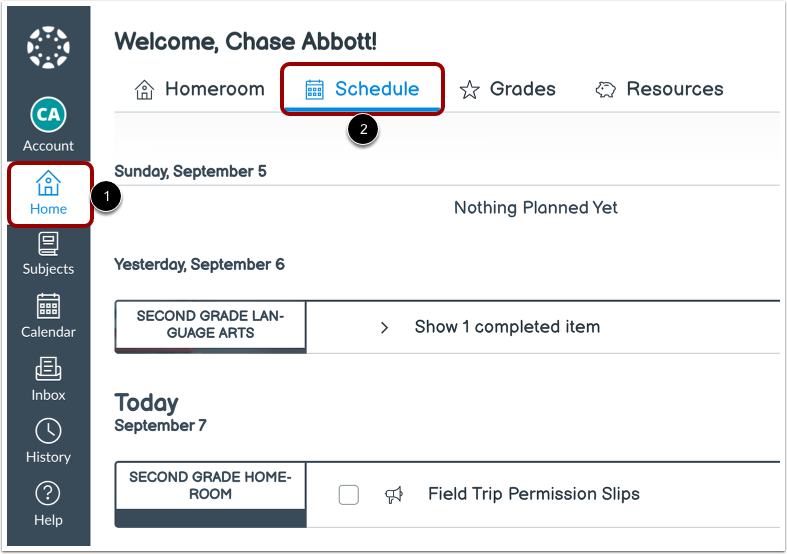 Open Homeroom Schedule