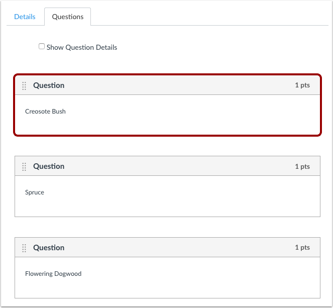Locate Quiz Question or Group