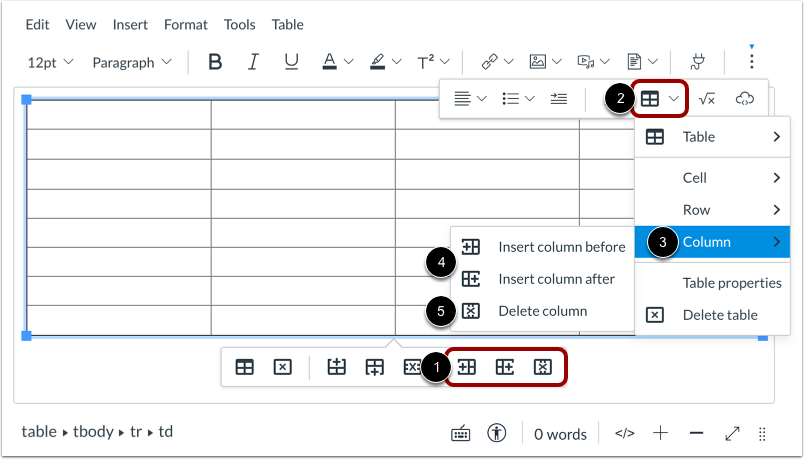 Edit Column Options