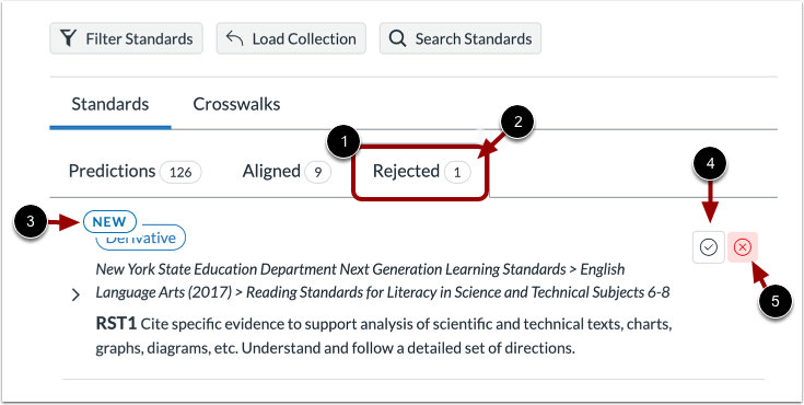 View and Manage Rejected Standards