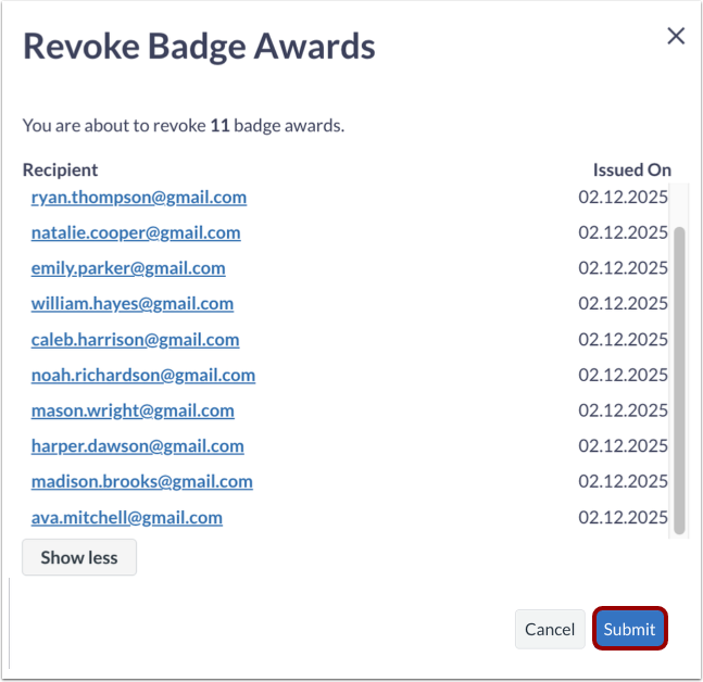 Revoke Badge Awards
