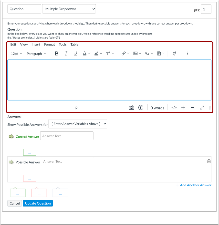 Enter Question Details