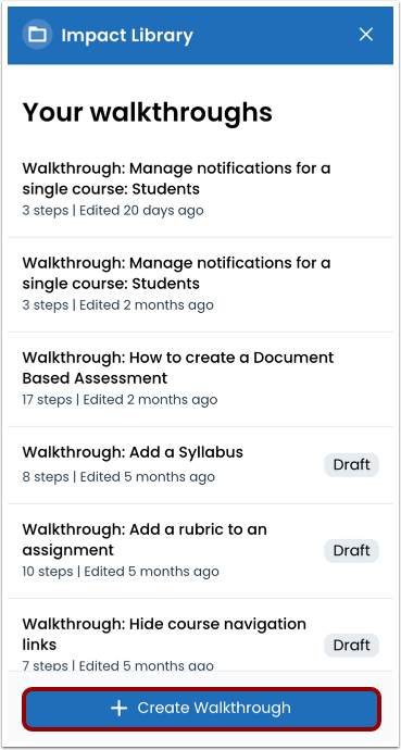 Create New Walkthrough