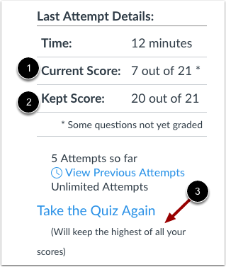 Submission Details with Repeated Quiz Attempts