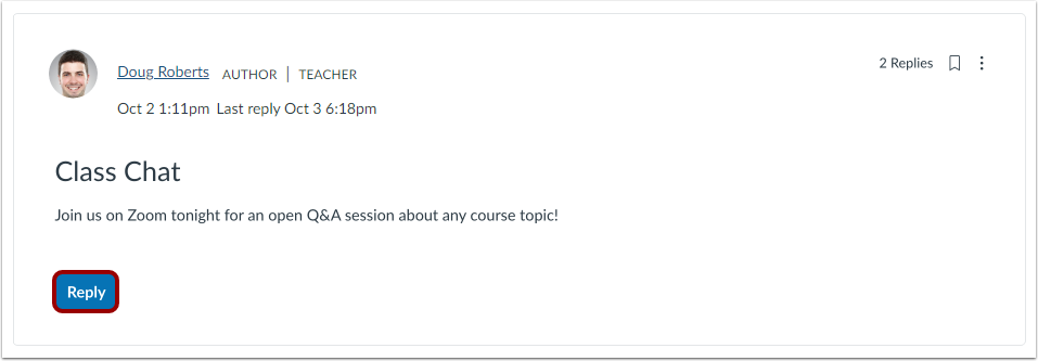 Reply to Announcement