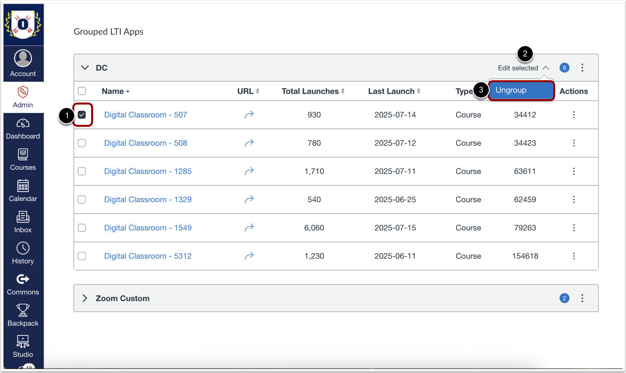 Remove LTI Apps(s) from a Group