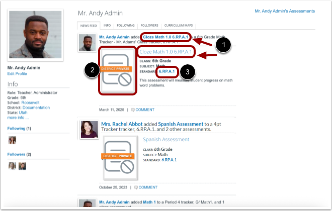 View News Feed Assessments or Standards