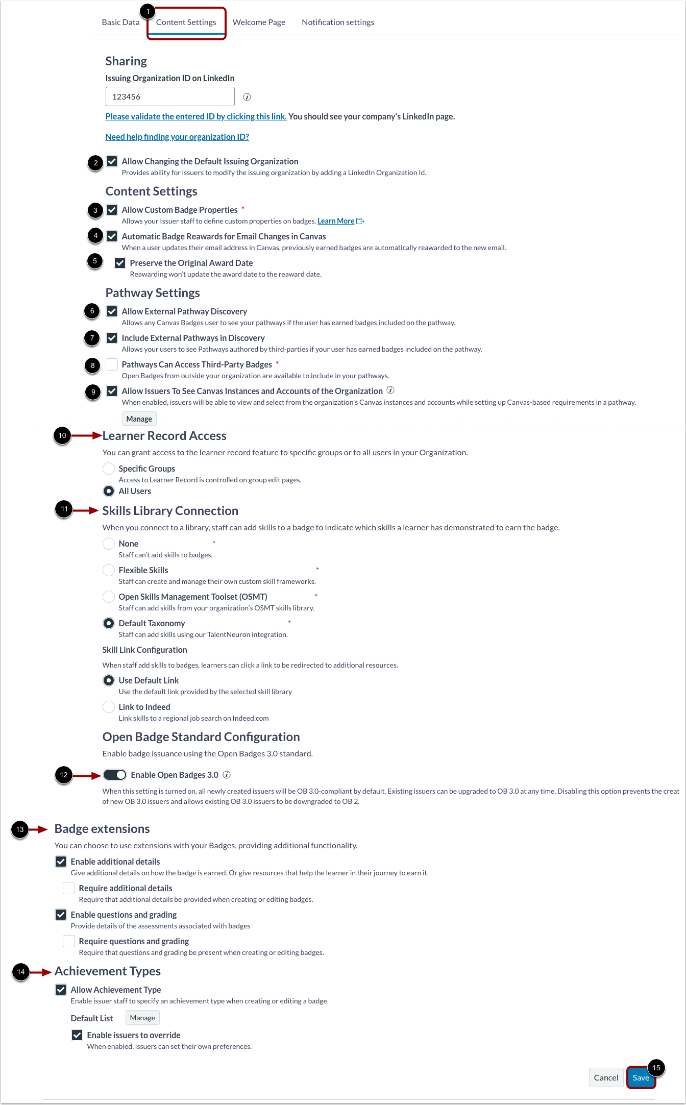 Manage Content Settings