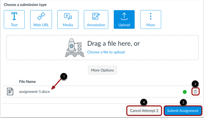 File Assignment How do I upload a file as an assignment submission for a course using ...