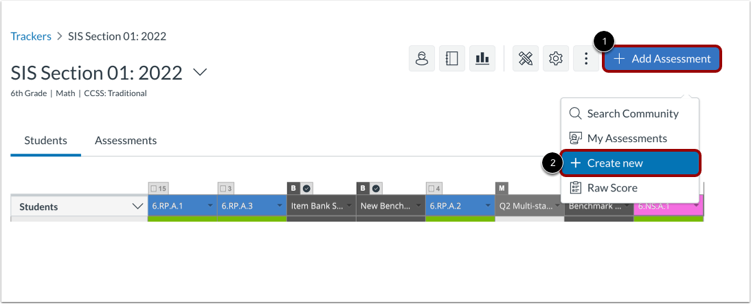 Create New Assessment