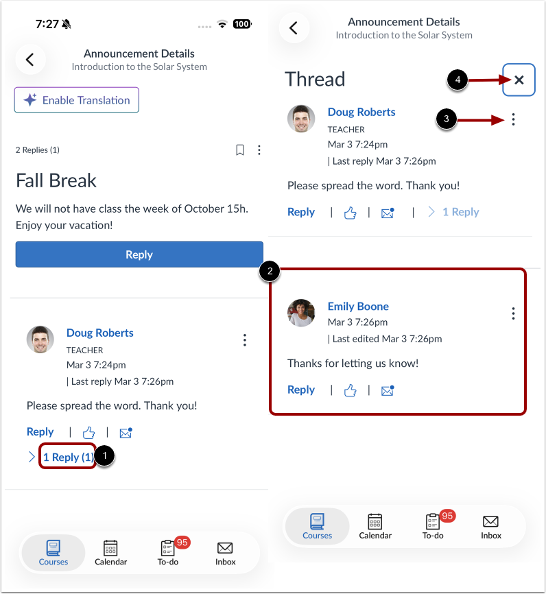 Threaded Replies Examples How do I view Announcements in the Teacher app on my iOS device ...