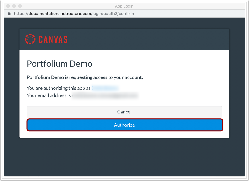 Authorize Canvas