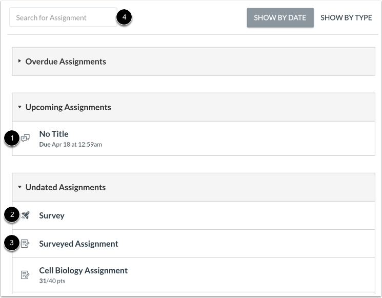 View Assignments Index Page