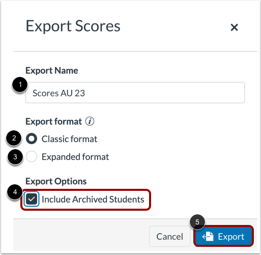 Export Scores