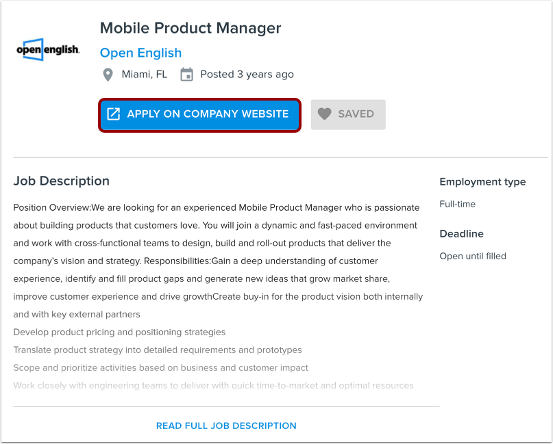 Apply on Company Website