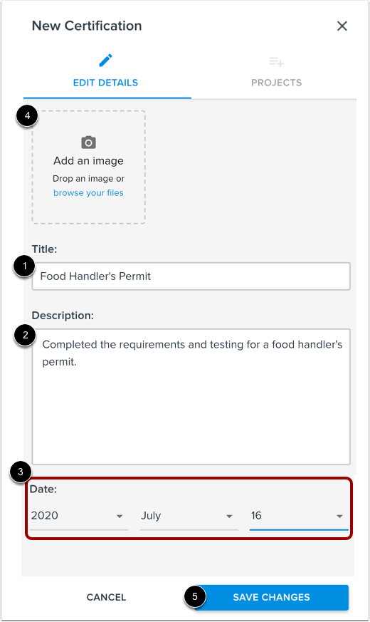 Add Certification Details