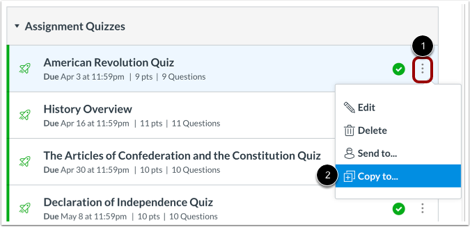 Open Quiz Options