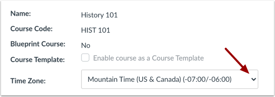 Set Course Time Zone