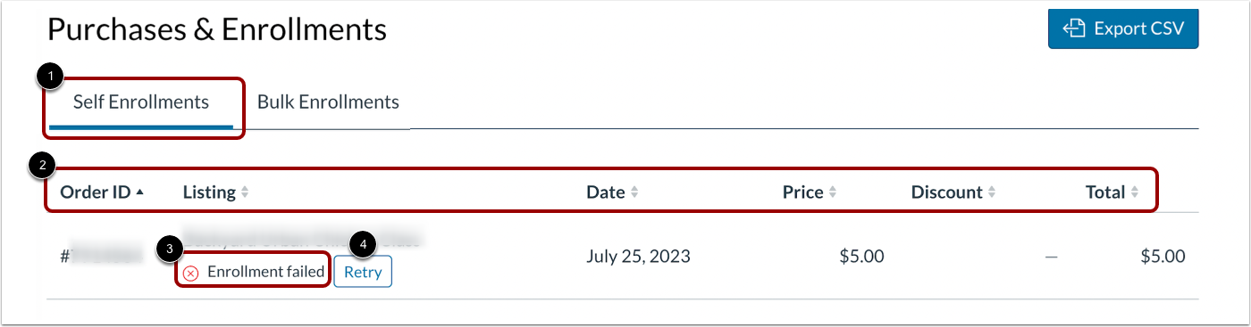 View Self Enrollments List