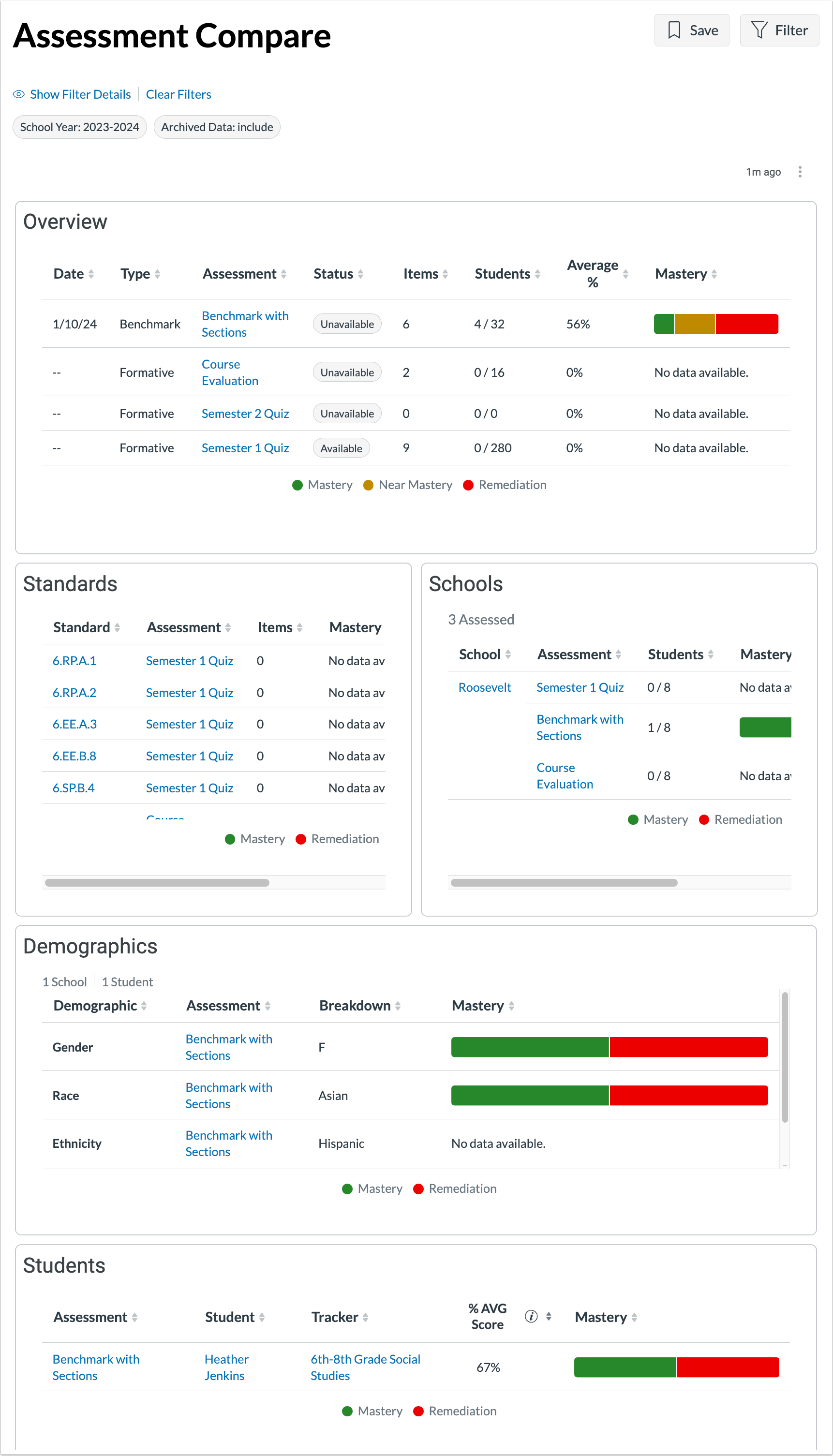 View and Compare Assessment Data
