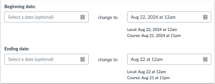 Adjust Events and Due Dates