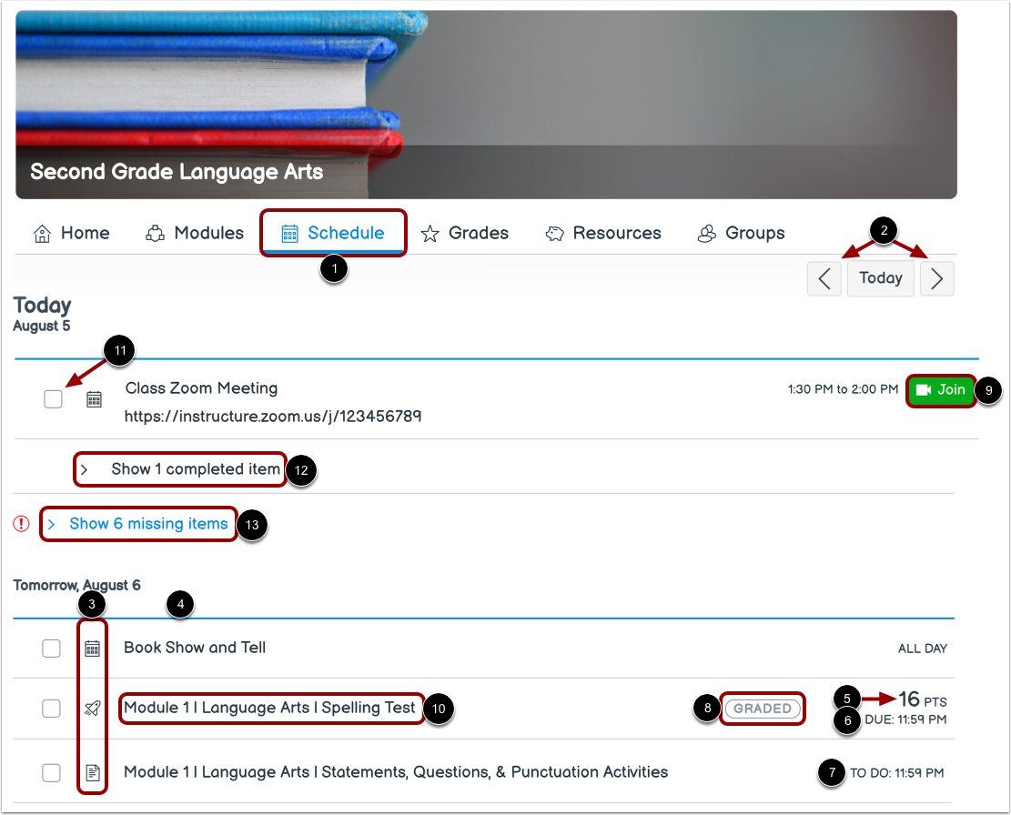 View Subject Schedule
