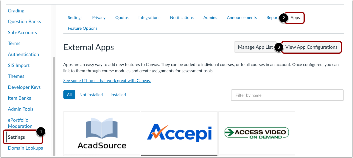 View App Configurations
