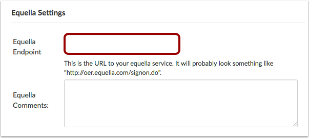 Enter Equella Settings