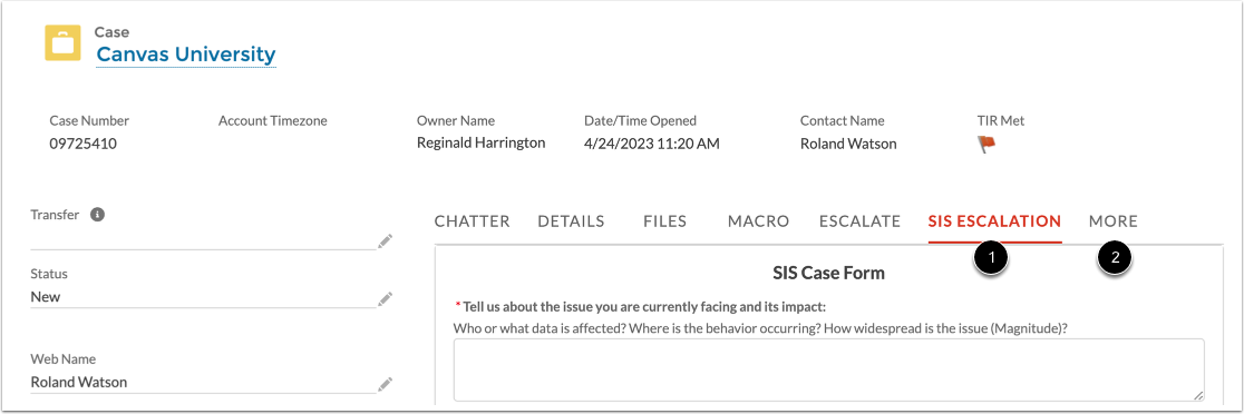 Escalate to SIS Support Team
