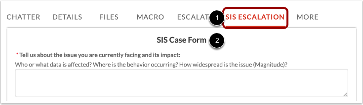 View SIS Escalation Tab