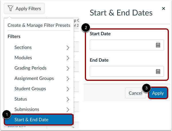 View Start and End Date