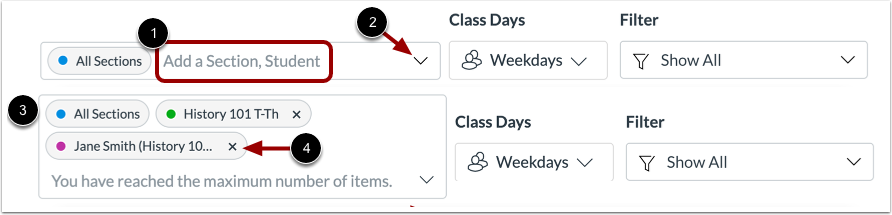 Filter Table by Section or Student