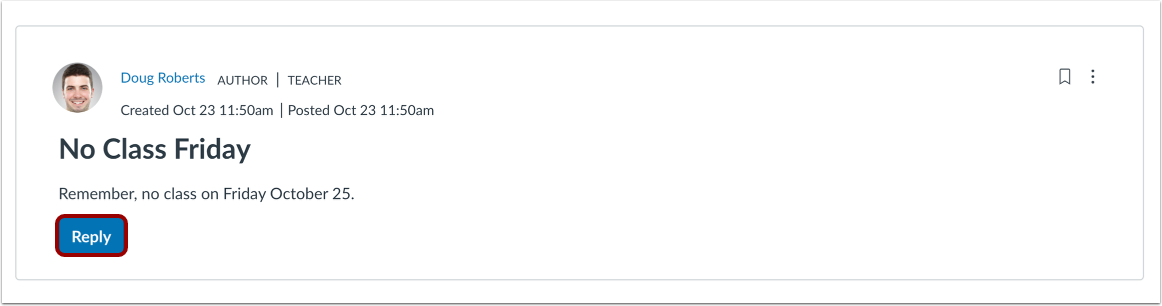 Reply to Announcement