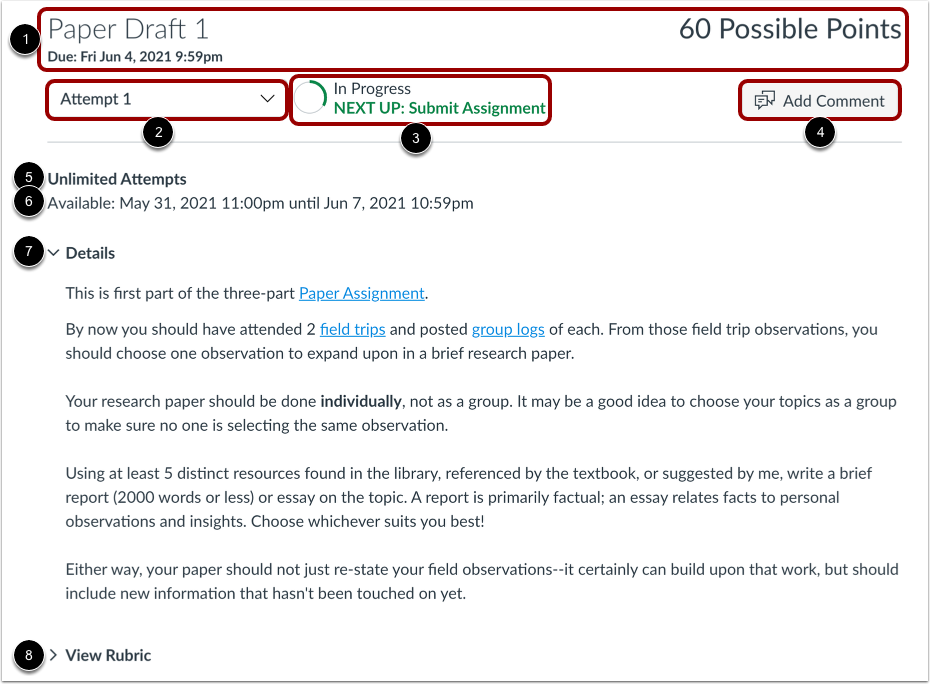 View Assignment Details Using Assignment Enhancements
