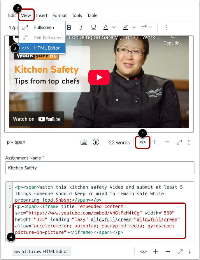 Remove Embedded Video via HTML View