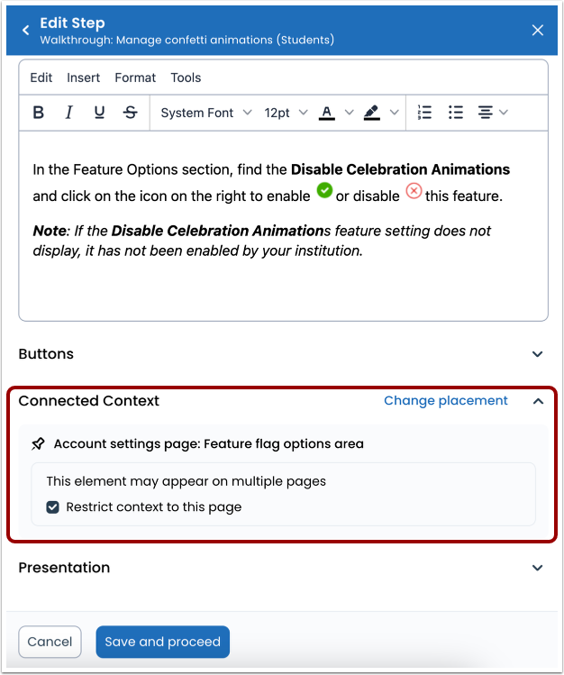 Restricting Contexts to Pages
