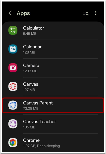 Open Parent App Settings
