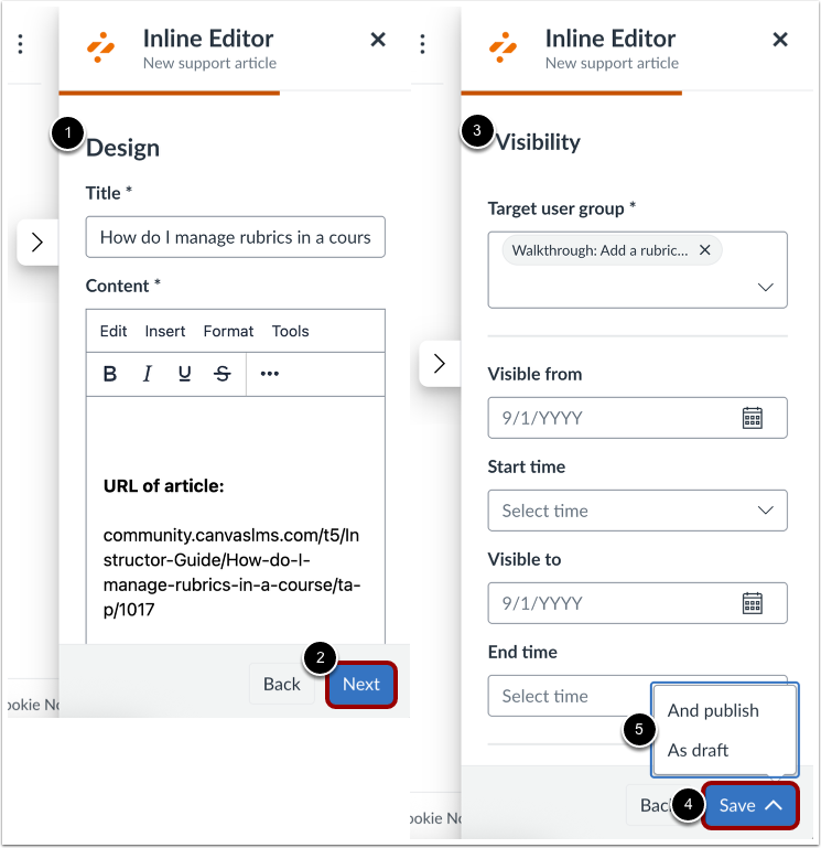 Edit Support Article Design and Visibility