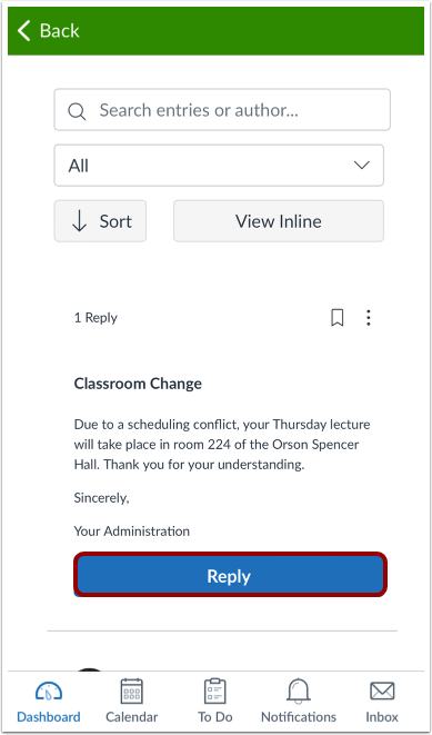 Reply to Announcement