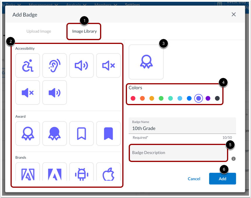 Select Badge from Image Library