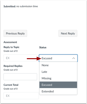 Select Excused Status