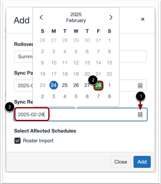 Select Sync Resume Date