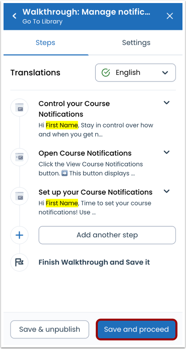 View Walkthrough Steps