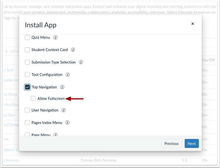 Set Full Screen Option