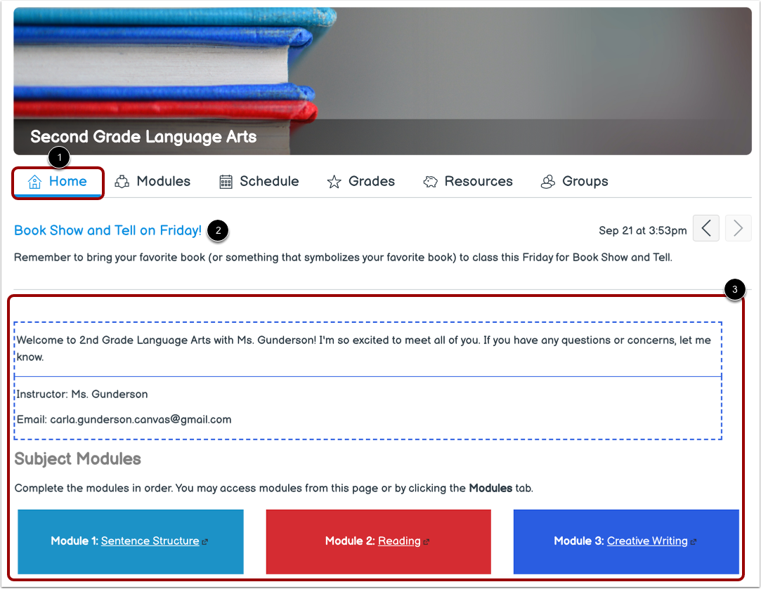 View Subject Home Page